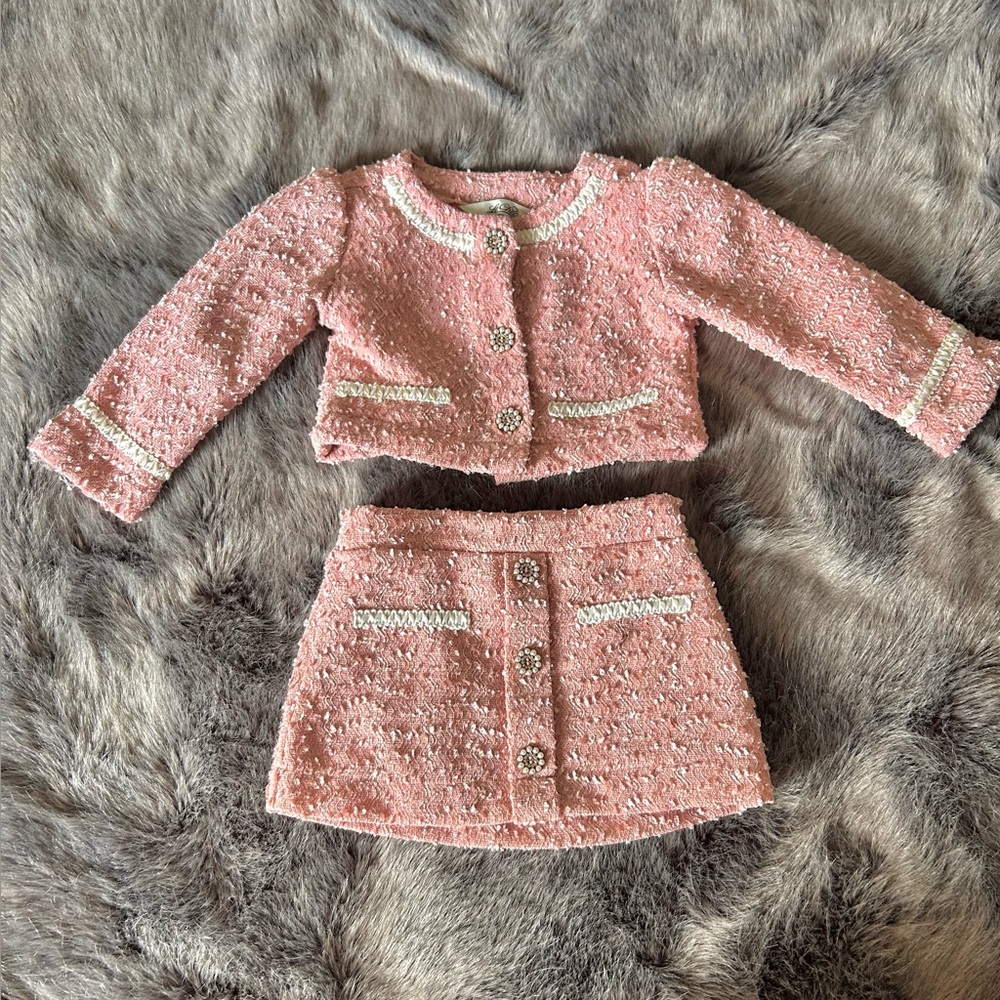 Le Chic little girls demure tweed skirt set size 2